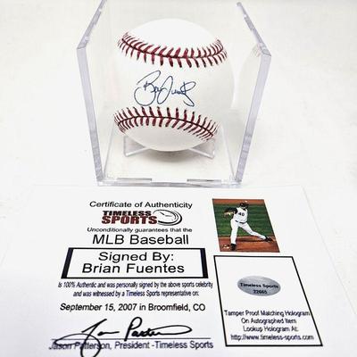 Lot #99 - Baseball Autographed by Brian Fuentes from the Colorado Rockies 2007 w/ COA