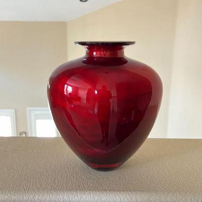  Large Red Glass Vase in heart shape