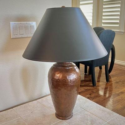 30” Table Lamp - Hammered Copper with Black Shade