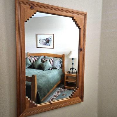 Large Pine Wood Wall Mirror - 36" x 50"