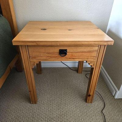 Pine Wood Night Stand / End Table with One Drawer - 24" x 21" x 24"H