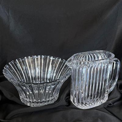  Elegant Crystal VILLEROY & BOCH Quadra Pitcher and Studio Nova "Balmore" Crystal Bowl.