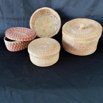 Small Handcrafted Woven Basket Lot - Assorted Sizes & Styles