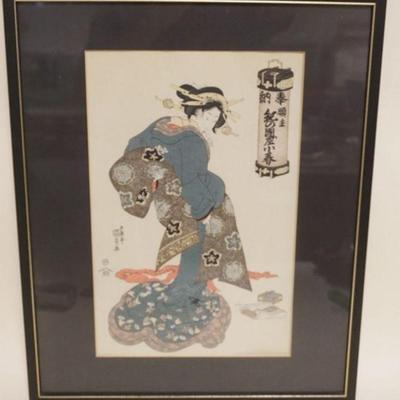 1097	JAPANESE WOOD  BLOCK PRINT APPROXIMATELY 17 IN X 21 IN OVERALL
