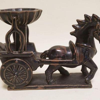 1055	ASIAN POTTERY FIGURE OF A HORSE DRAWN CARRIAGE, APPROXIMATELY 12 IN C 4 IN X 8 IN
