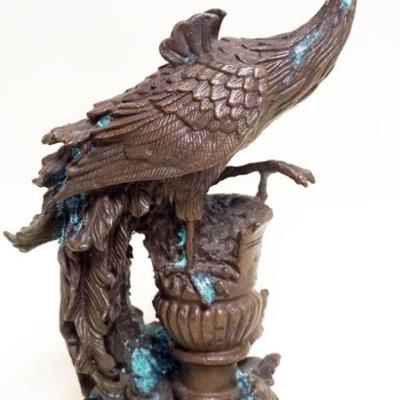 1222	BRONZE PEACOCK ON URN, APPROXIMATELY 11 IN H
