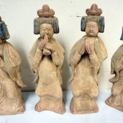 1164	CHINESE TERRACOTTA FIGURES - 7 EACH PLAYING A MUSICAL INSTRUMENT, APPROXIMATELY 12 IN H
