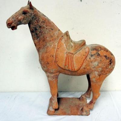 1189	CHINESE TERRACOTTA FIGURE OF HORSE, APPROXIMATELY 6 IN X 20 IN X 23 IN H
