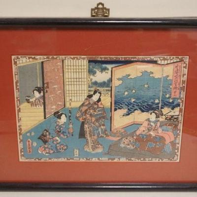 1085	JAPANESE WOOD  BLOCK PRINT APPROXIMATELY 19 IN X 15 IN OVERALL
