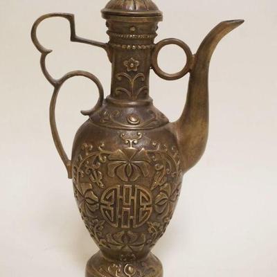 1061	BRONZE ASIAN TEAPOT W/CHARACTER MARKS ON BASE, APPROXIMATELY 10 1/2 IN HIGH
