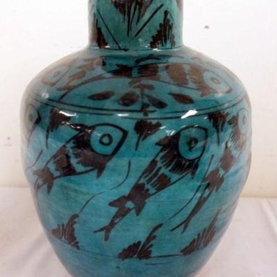 1200	CHINESE POTTERY VASE WITH IMAGES OF FISH, APPROXIMATELY
