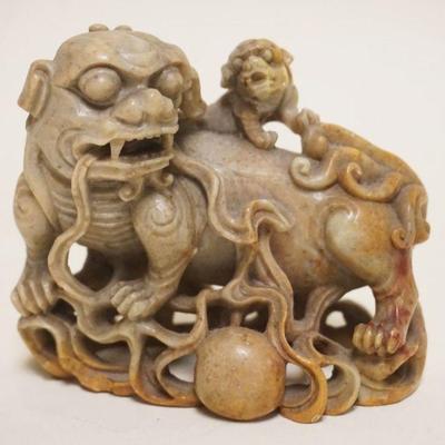 1075	CARVED ASIAN SOAPSTONE FOO DOGS, APPROXIMATELY 4 IN X 2 IN X 3 1/2 IN HIGH
