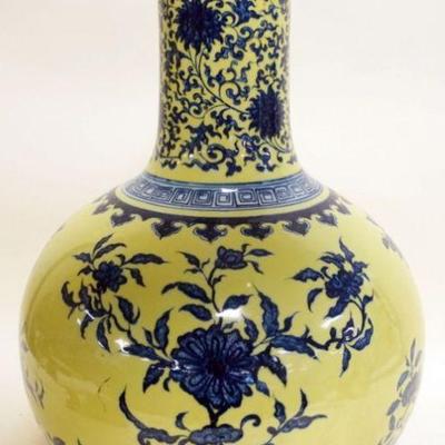 1208	LARGE ASIAN PORCELAIN VASE, WITH CHARACTER MARKS ON BASE, APPROXIMATELY 23 IN H
