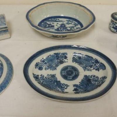 1146	CHINESE CANTON PORCELAIN ASSORTED GROUP INCLUDING APPROXIMATELY 11 1/4 IN X 9 IN X 3 IN TUREEN, PLANTER, COVERED BOX ,  LID AND 4...