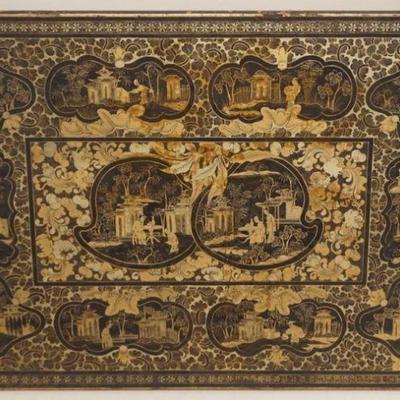 1114	CHINESE LACQUERED PANEL, APPROXIMATELY 17 IN X 12 IN
