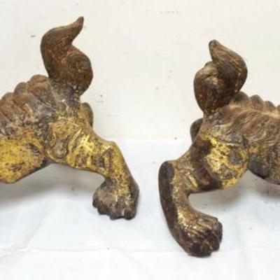 1218	PAIR OF CAST METAL FOO DOGS, EACH APPROXIMATELY 14 IN X 10 IN X 9 IN H
