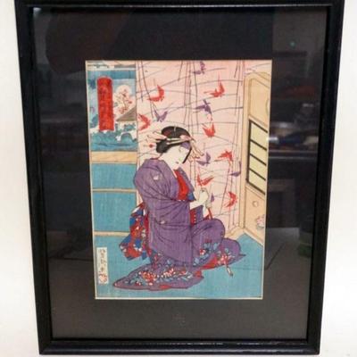 1092	JAPANESE WOOD  BLOCK PRINT APPROXIMATELY 12 IN X 15 IN OVERALL
