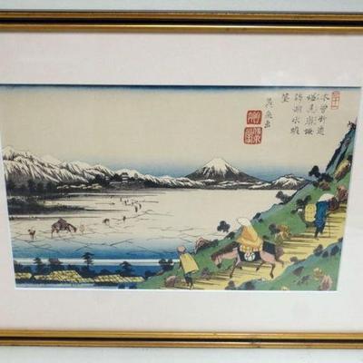 1089	JAPANESE WOOD  BLOCK PRINT APPROXIMATELY 14 IN X 19 IN OVERALL
