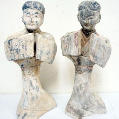 1173	CHINESE TERRACOTTA - 2 FIGURES DANCERS, TALLEST APPROXIMATELY 18 IN H
