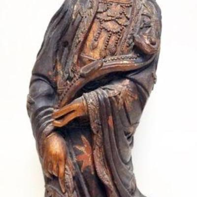 1238	LARGE CARVED ASIAN LACQUERED STATUE, APPROXIMATELY 37 IN H
