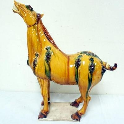 1198	CHINESE GLAZED POTTERY HORSE, APPROXIMATELY 6 IN X 21 IN X 21 IN H
