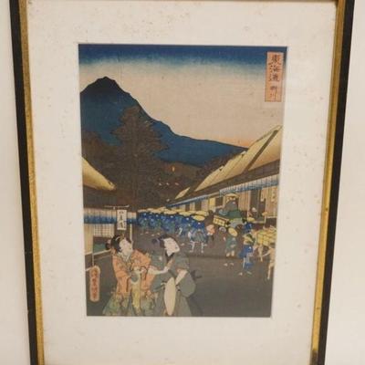 1095	JAPANESE WOOD  BLOCK PRINT APPROXIMATELY 11 IN X 16 IN OVERALL
