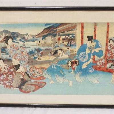 1259	JAPANESE WOOD BLOCK PRINT, APPROXIMATELY 19 IN X 37 IN OVERALL
