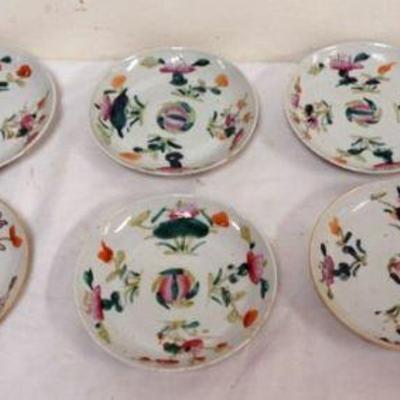 1248	9 CHINESE PORCELAIN PLATES, APPROXIMATELY 6 1/2 IN, MOST WITH DAMAGE
