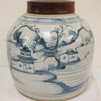 1271	CHINESE BLUE & WHITE GINGER JAR, APPROXIMATELY 9 IN 

