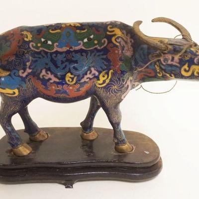 1027	CHINESE CLOISONNE WATER BUFFALO, SOME LOSS, APPROXIMATELY 14 IN X 5 IN X 10 IN HIGH OVERALL
