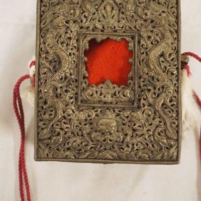 1284	ORNATE ANTIQUE ASIAN METAL BOX, APPROXIMATELY 3 1/2 IN X 4 IN X 2 IN
