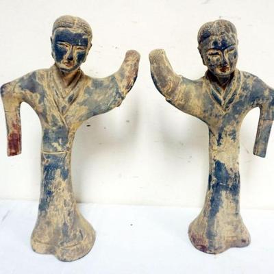 1174	CHINESE TERRACOTTA - 2 FIGURES DANCERS, TALLEST APPROXIMATELY 16 IN H
