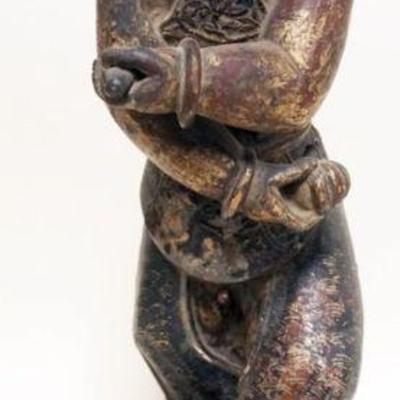 1237	CARVED CHINESE LACQUERED FIGURE OF MAN DANCING, APPROXIMATELY 18 IN H
