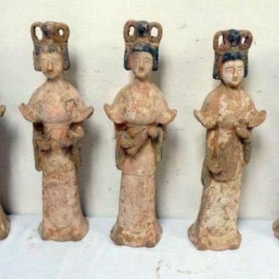 1177	CHINESE TERRACOTTA - 7 FIGURES EACH PLAYING MUSICAL INSTRUMENT, TALLEST APPROXIMATELY 18 IN H
