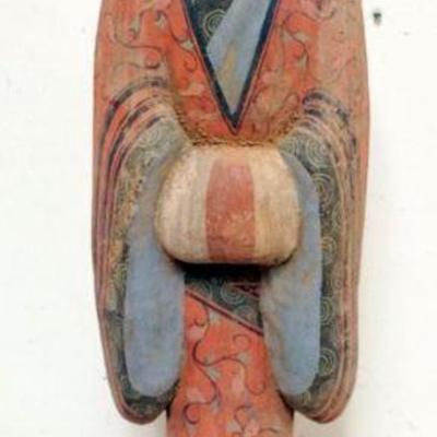 1192	CHINESE TERRACOTTA POLYCHROME DECORATED FIGURE OF A LARGE ASIAN WOMAN, APPROXIMATELY 35 IN H

