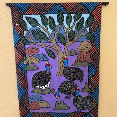 Authentic Zimbabwean Guinea Fowl Tapestry	