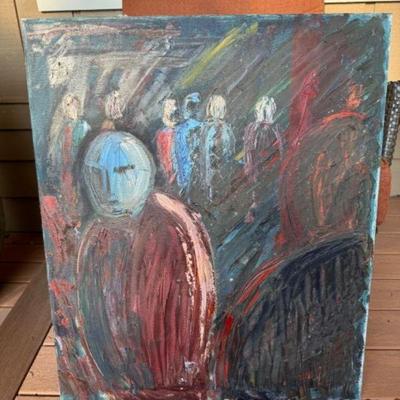 Bold & Expressive Canvas: Crowd in Nocturnal Palette	