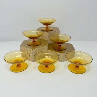 Amber Colored Coupe Sorbet Glasses -Set of 6