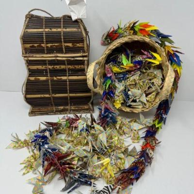 Origami Cranes, Vintage Bag, & Picnic Basket	