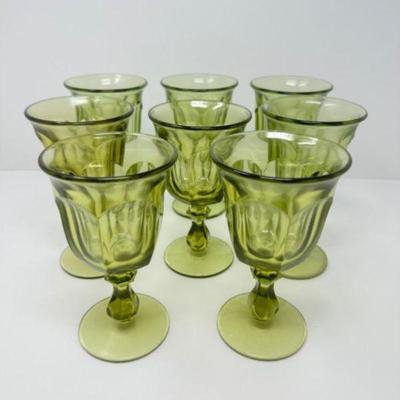 Moss Green Imperial Glass Style Wine Goblets (Set Of 8)