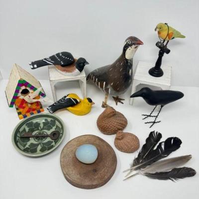 Handcrafted Wooden Birds, Mosaic Birdhouse & More