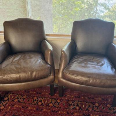 Cisco For Life Brown Leather Wingback Chairs (Set of Two)