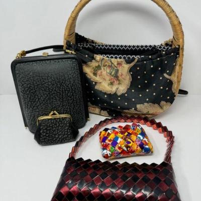 Leather Coin Purse & Satchel + Straw Bag & Purse	