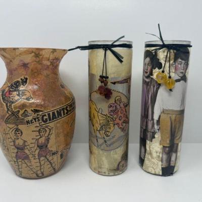 Circus inspired Ceramic Vase and Pillar Candles
