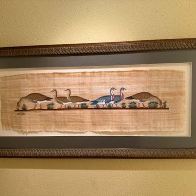 Signed Egyptian Geese Papyrus Painting - Large	