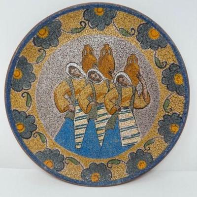 Traditional Style Hand-Painted Ceramic Plate w/ Floral Pattern & Jug Carriers