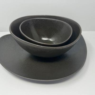 ASA Selection Dinnerware Set - Lava Ash Brown Plate & Bowls