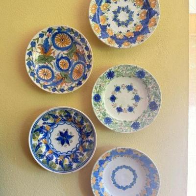 Hand-Painted Ceramic Plates - Decorated w/ Vibrant Flowers & Swirls