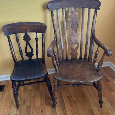 Antique Windsor Style Grandfather Armchair – Fiddle & Slats Back
