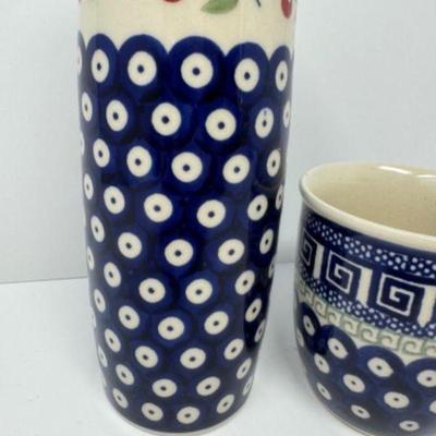 Handcrafted Boleslawiec Pottery: Vase & Mug﻿	